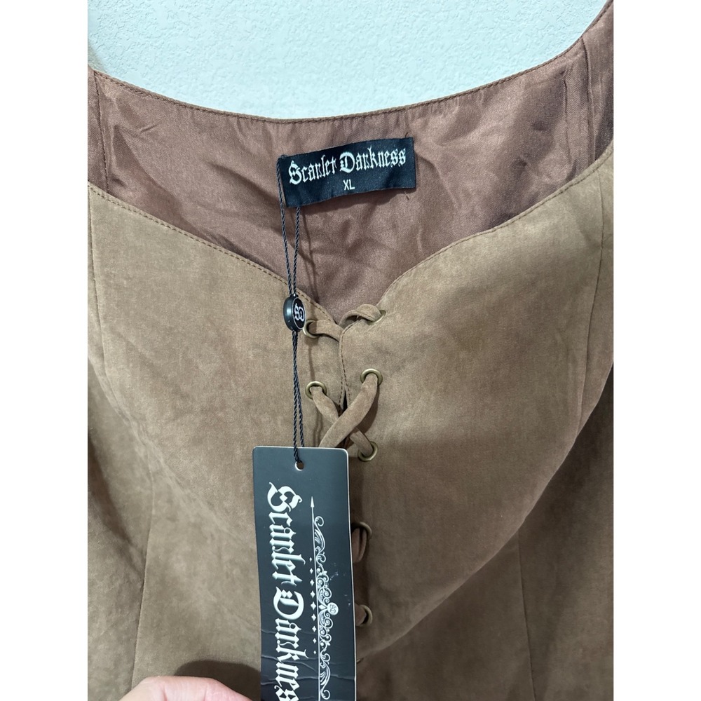 NWT Scarlet Darkness Brown Corset Top Size XL Renaissance Festival Milkmaid - Picture 2 of 6